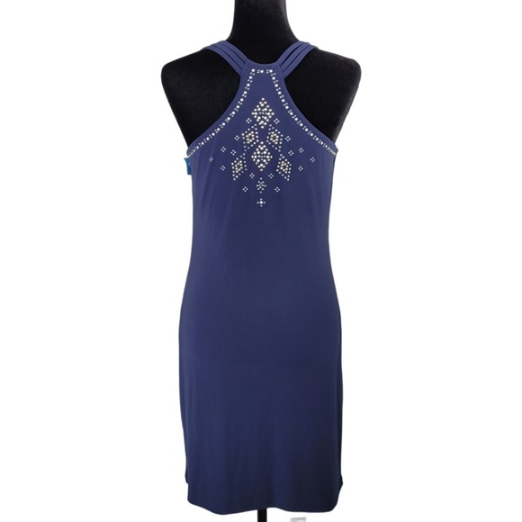 WHITE HOUSE BLACK MARKET Embellished Rhinestone Grommet Pattern Dress Blue XS - Picture 14 of 14